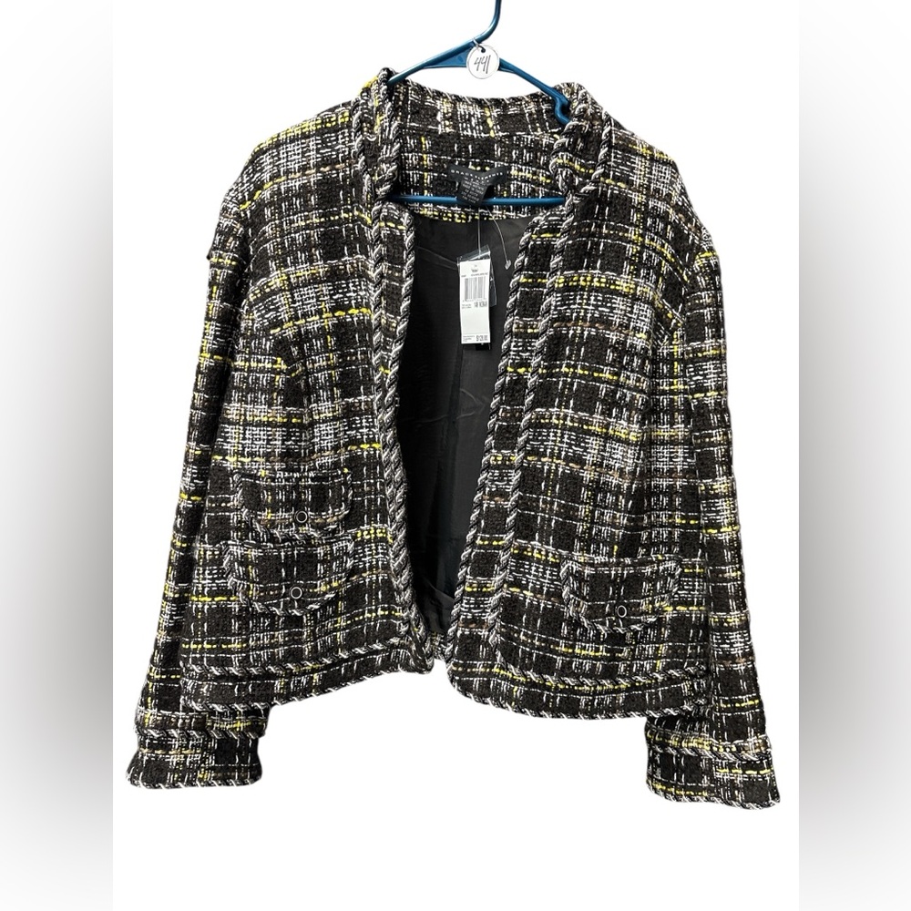 NWT Grace Elements Tweed Blazer | Brown, Yellow & Cream | Size 14W - Picture 2 of 6